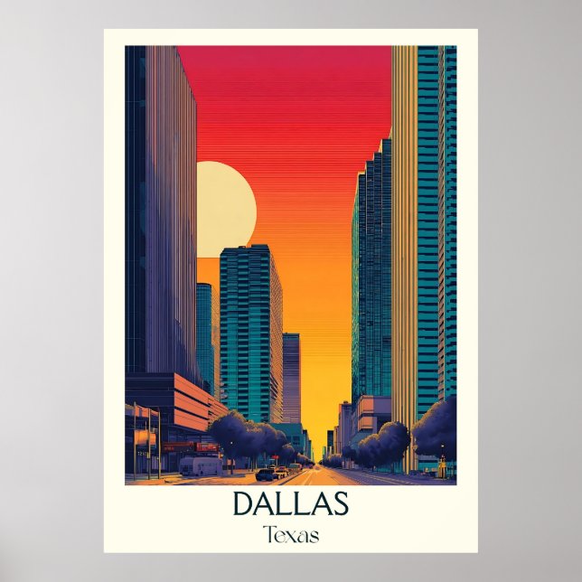Poster Edifícios Altos da Cidade de Dallas Texas (Frente)