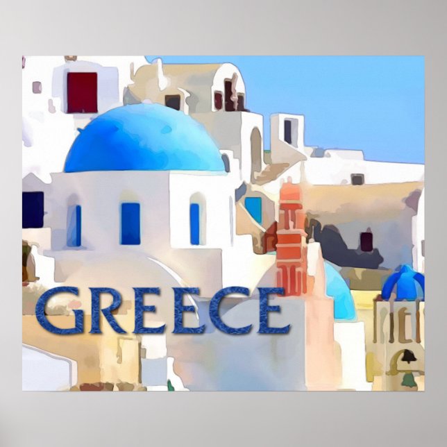 Poster Edifícios brancos cegos na Grécia (Frente)