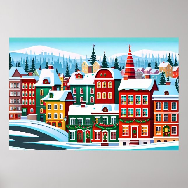 Poster Edifícios coloridos (Frente)