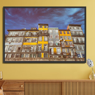 Poster Edifícios coloridos do distrito de Ribeira, no Por