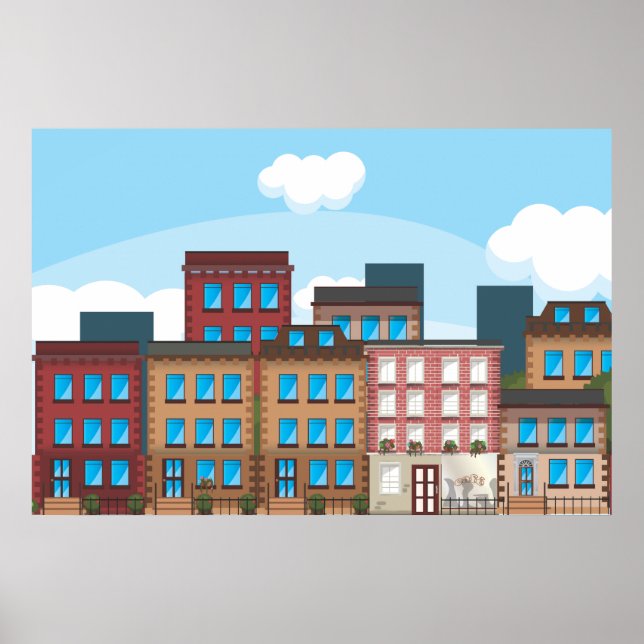 Póster Edifícios de Pedra Marrom (Frente)