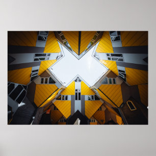 POSTER EDIFÍCIOS GEOMÉTRICOS AMARELOS E CINZAS
