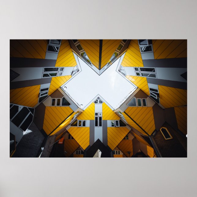 POSTER EDIFÍCIOS GEOMÉTRICOS AMARELOS E CINZAS (Frente)
