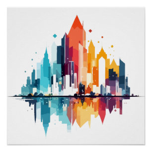 Póster Edifícios Paisagem Moderna Artesanato da Cidade Vi