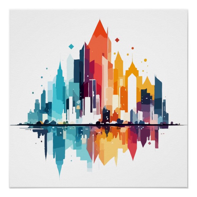 Póster Edifícios Paisagem Moderna Artesanato da Cidade Vi (Frente)