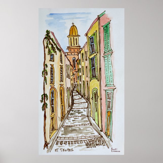 Poster Edifícios Santo-Tropez | Riviera francesa, França (Frente)