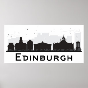 Poster Edimburgo Escócia   Linha do céu preto e branco