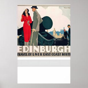 Poster Edimburgo Escócia Viagem pela Rota LNER Costa Lest