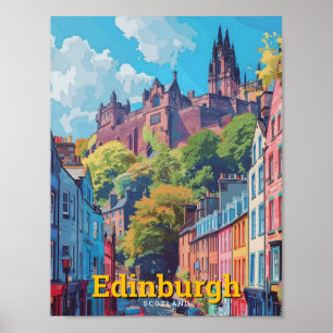 Poster Edinburgh Scotland Art Viagens vintage