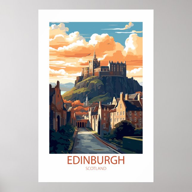 Poster Edinburgh Scotland Famoso Viagem Places (Frente)