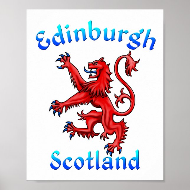 Poster Edinburgh Scotland Lion Rampant Scottish Flag (Frente)