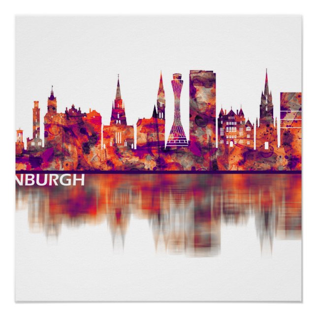 Póster Edinburgh Scotland Skyline (Frente)