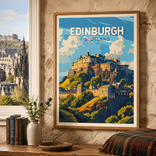 Poster Edinburgh Scotland Viagem Art Vintage