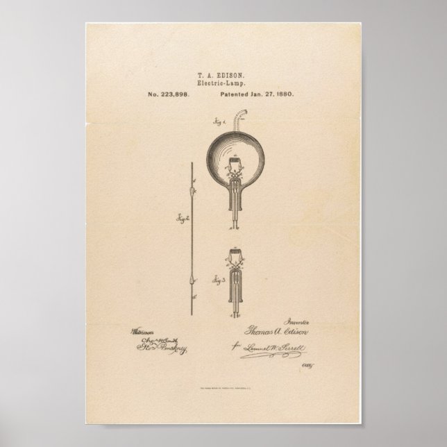 Poster Edison Patent Light Bulb (Frente)