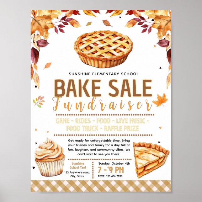 Poster Editable fall bake sale Fundraiser Flyer (Frente)