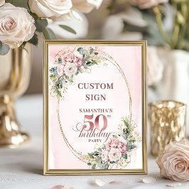 Poster Editable Luxury Rose Gold 50th Birthday Tabletop 