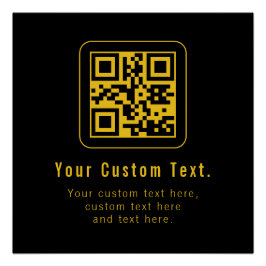 Póster Editable QR Code & Text Template | Black & Gold