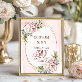 Poster Editable Sophisticated Rose Gold 50th Birthday 