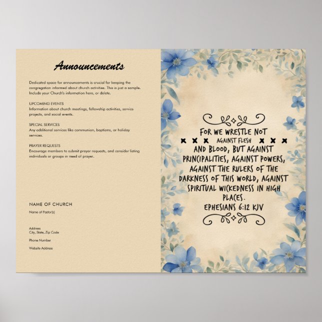 Poster Editar, Transferir Boletim de Igreja (Frente)