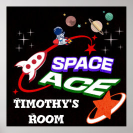 Poster editável de sala do Space Ace Kid