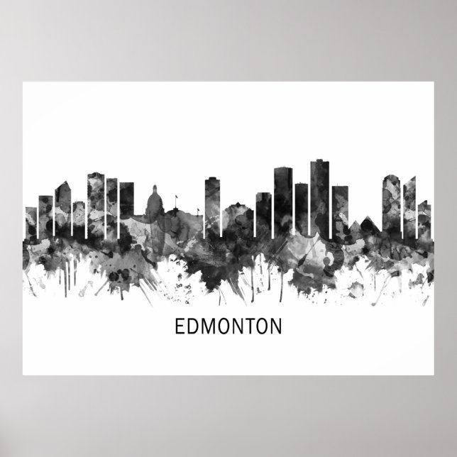 Poster Edmonton Canada Skyline BW (Frente)