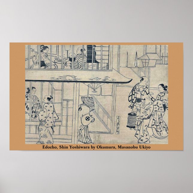 Póster Edocho, Shin Yoshiwara por Okumura, Masanobu Ukiyo (Frente)