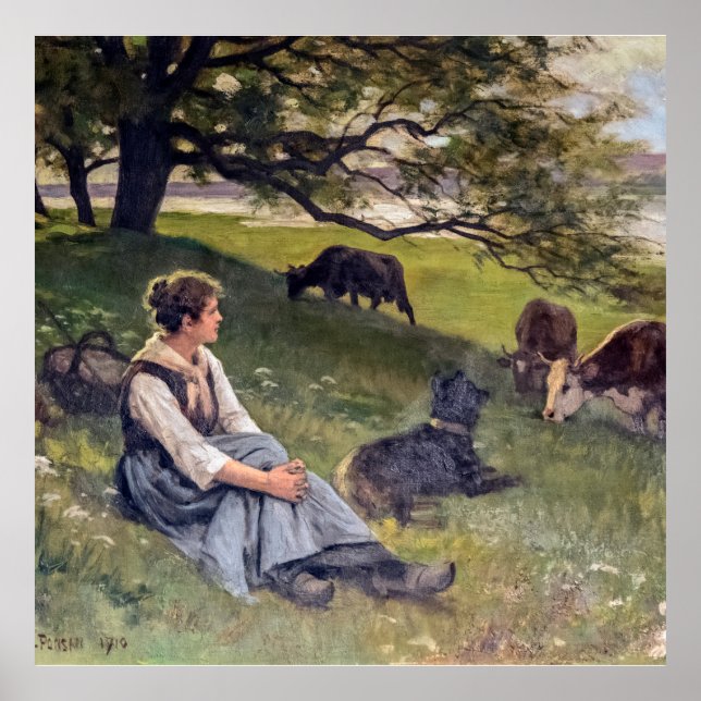 Poster Edouard Debat-Ponsan The Cowherd (Frente)