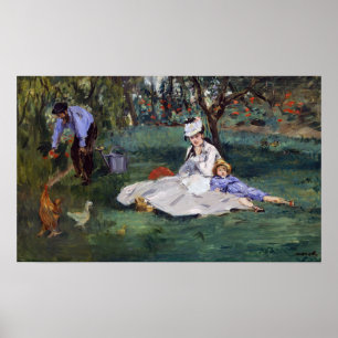 Poster Edouard Manet - A família Monet em seu jardim