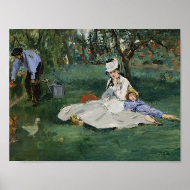 Poster Edouard Manet - A família Monet em seu jardim (Frente)