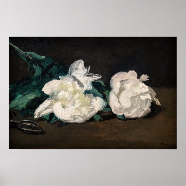 Poster Edouard Manet - Branch of White Peonies, Secateurs (Frente)