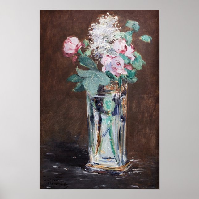 Poster Edouard Manet - Flores em um Vaso de Cristal (Frente)