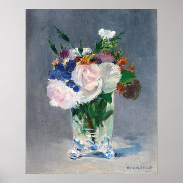 Poster Edouard Manet - Flores em um vaso de cristal (Frente)