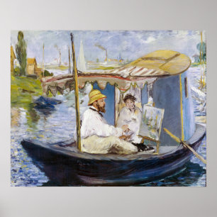 Poster Edouard Manet - Monet em seu barco estúdio