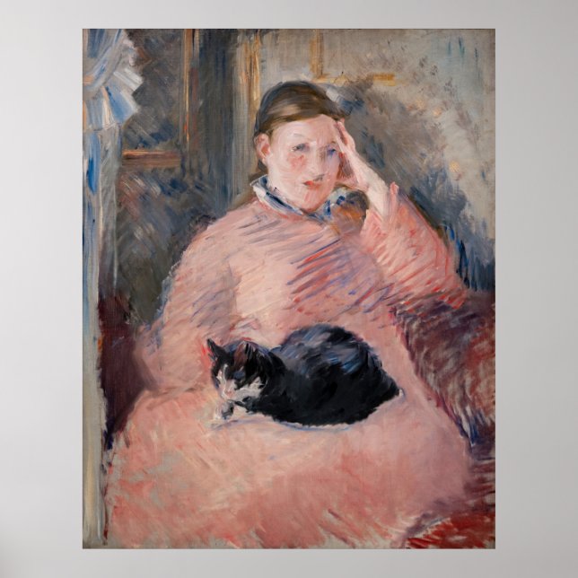 Poster Edouard Manet - Mulher com gato (Frente)