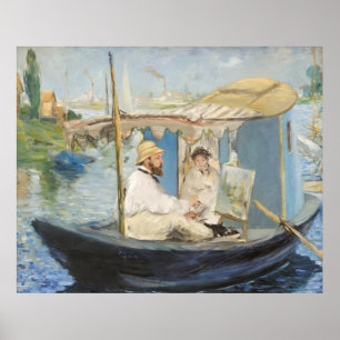 Poster Edouard Manet - Pintura Monet no Barco Estúdio
