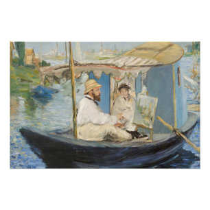 Póster Edouard Manet - Pintura Monet no Barco Estúdio