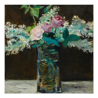 Póster Edouard Manet Vase de Lilases e Rosas Brancos