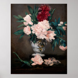 Poster Edouard Manet - Vaso de Peônias em Pequeno Pedesta