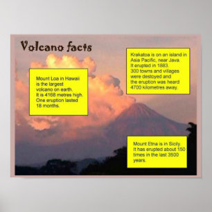 Póster Educação, ciência, geografia, fatos do vulcão