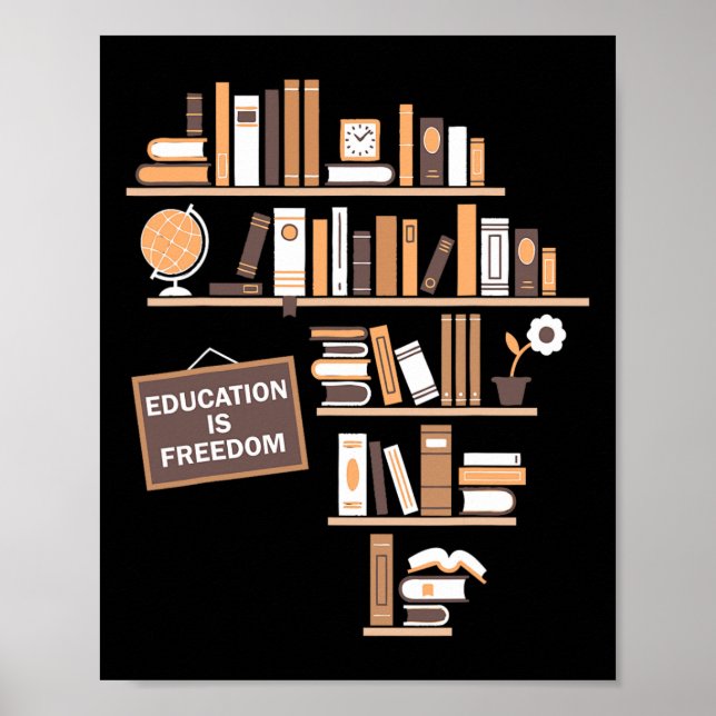 Poster Educação É Liberdade Afro-Americana História Negra (Frente)