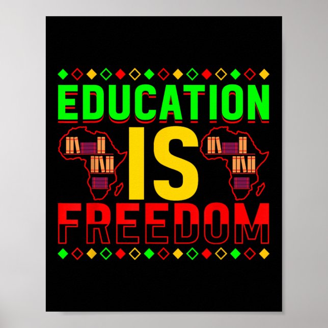 Poster Educação É Liberdade Afro-Americana História Negra (Frente)