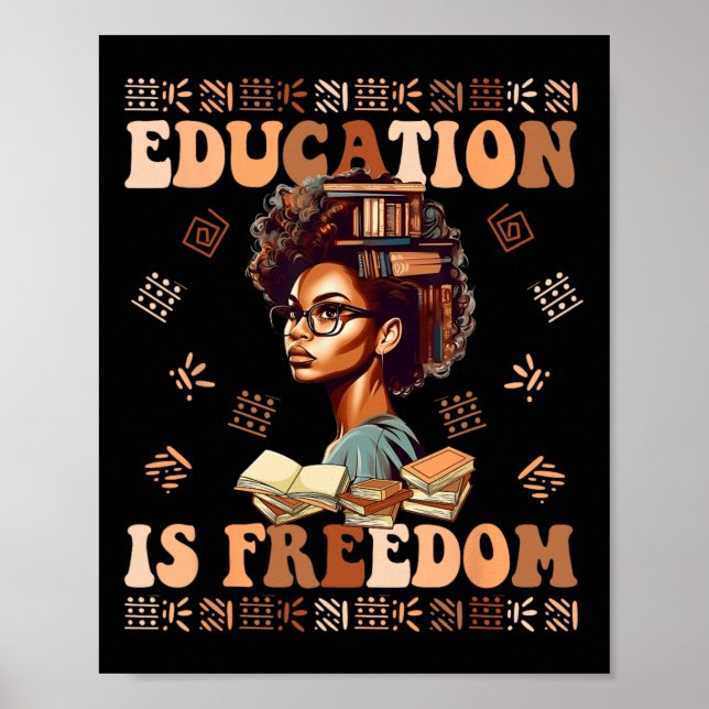 Poster Educação É Liberdade Afro-Americano História Negra (Frente)