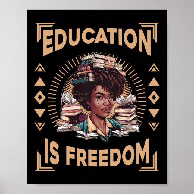 Poster Educação É Liberdade Afro-Americano História Negra (Frente)