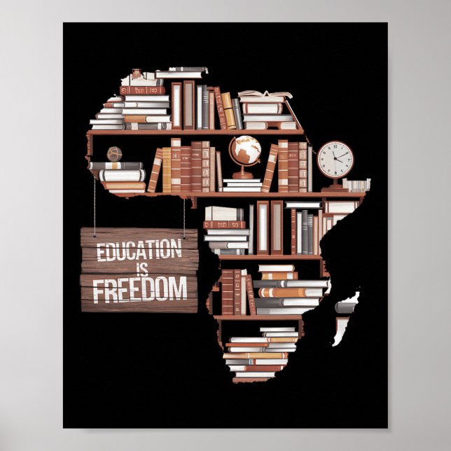 Poster Educação é Liberdade História Negra Africana Mês A (Frente)