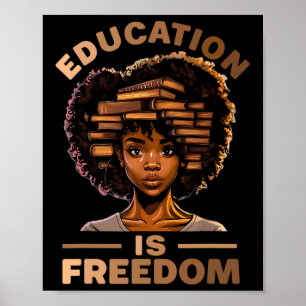 Poster Educação É Liberdade História Negra Afro-Americana