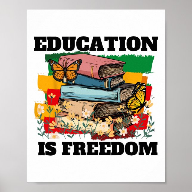 Poster Educação É Liberdade História Negra Afro-Americana (Frente)