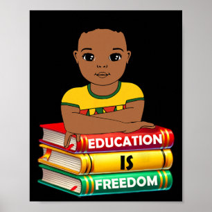 Poster Educação É Liberdade Mês da História Africana Negr