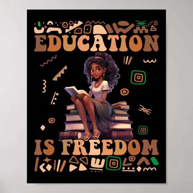 Poster Educação É Liberdade Mês da História Negra Profess (Frente)
