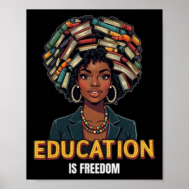 Poster Educação É Liberdade Mês da História Negra Profess (Frente)
