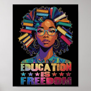 Poster Educação é Liberdade, professor negro ganha preto